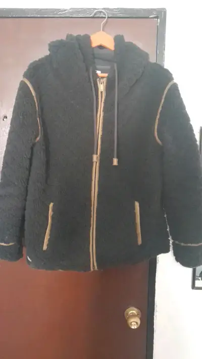 Chaqueta de lana negra con capucha RKF - miniatura 1