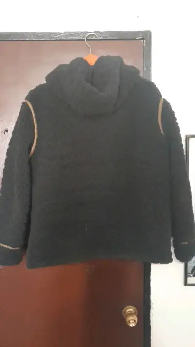 Chaqueta de lana negra con capucha RKF - miniatura 2
