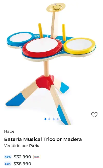 Batería Musical Tricolor de Madera para Niños - miniatura 1