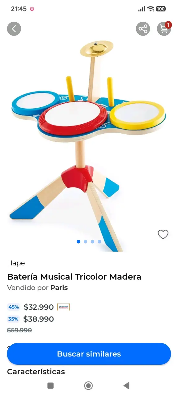 Batería Musical Tricolor de Madera para Niños - 2