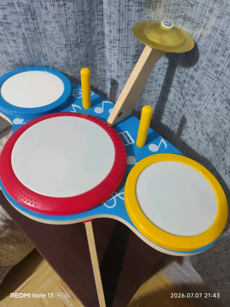 Batería Musical Tricolor de Madera para Niños - 5