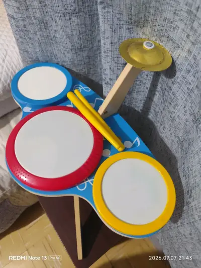 Batería Musical Tricolor de Madera para Niños - miniatura 6