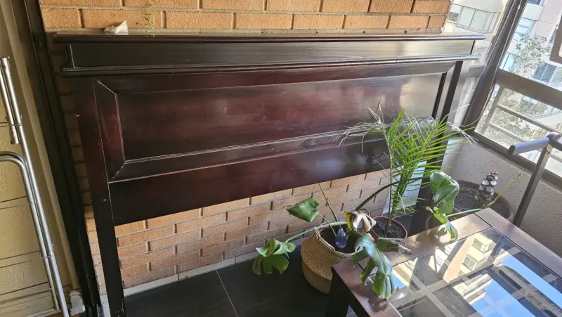 Cabecera de cama de madera oscura KING - 3