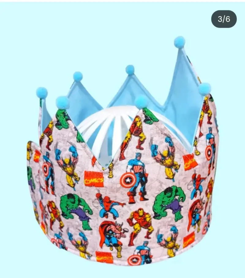 Corona de cumpleaños infantil con diseño de superhéroes - 3