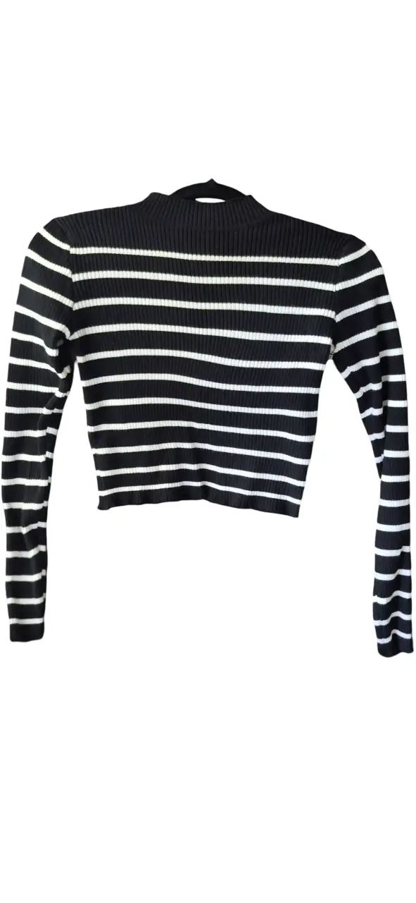Suéter de rayas blanco y negro para mujer