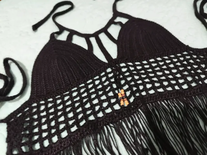 Top de crochet blanco para mujer - 4