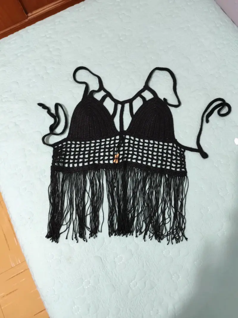 Top de crochet blanco para mujer - 5