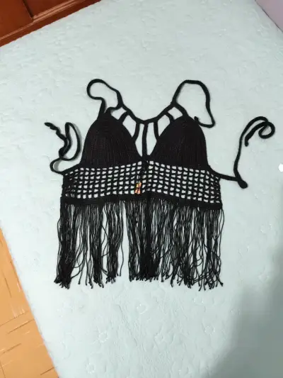 Top de crochet blanco para mujer - miniatura 5