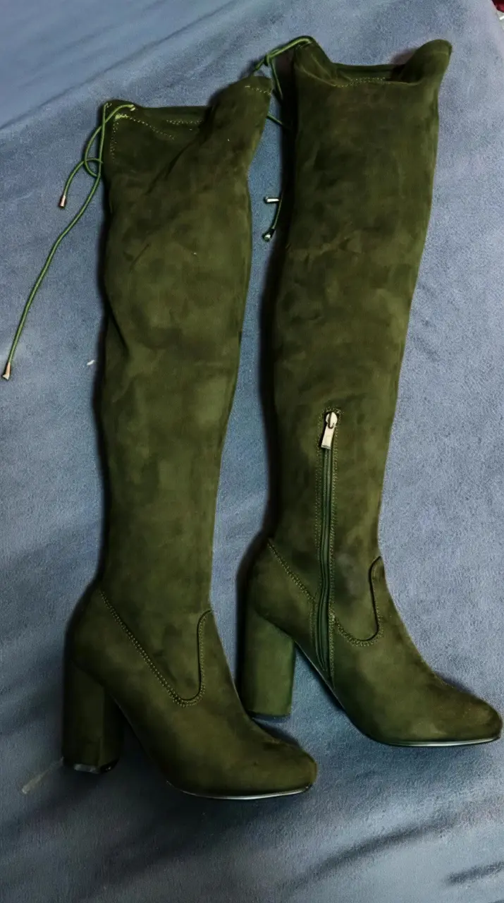 Botas altas de gamuza verde oscuro - 1