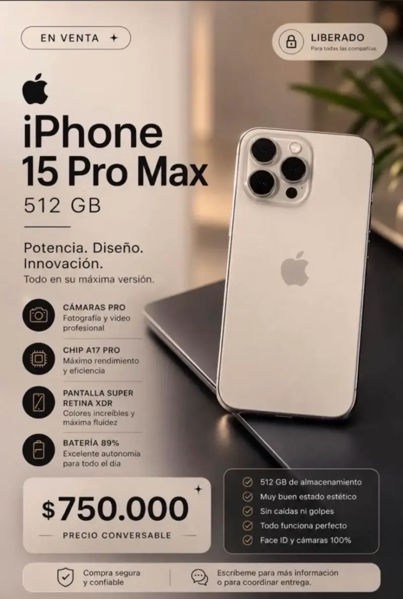 iPhone 15 Pro Max 512GB como nuevo liberado