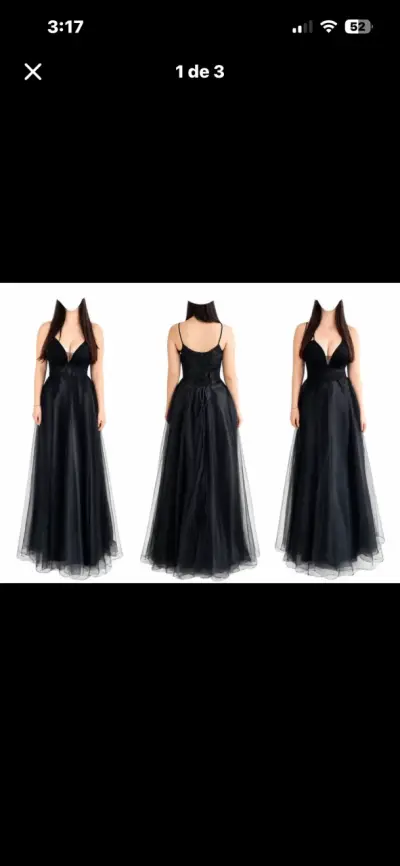 Vestido de gala negro con encaje - miniatura 1