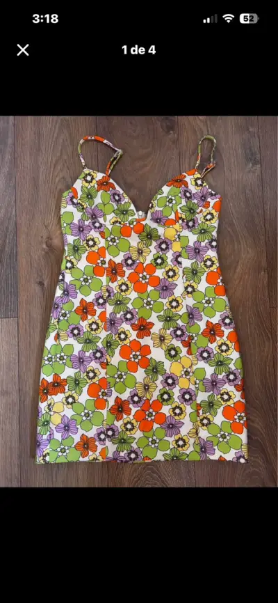 Vestido floral colorido Zara talla M - miniatura 1