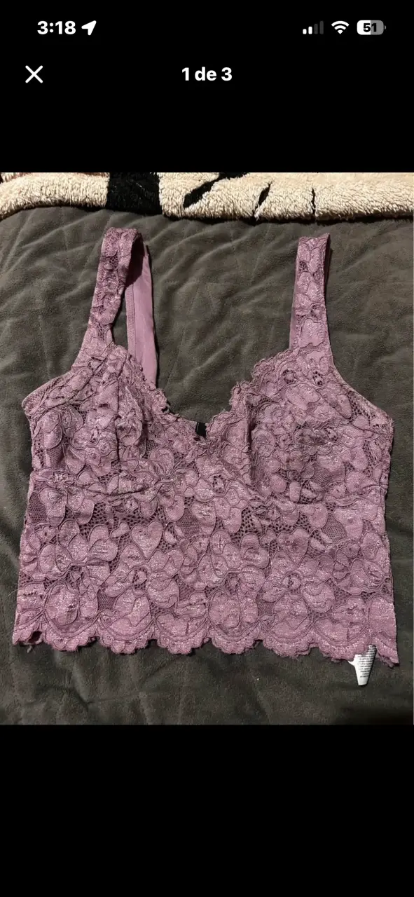 Top de encaje lila talla M - 1