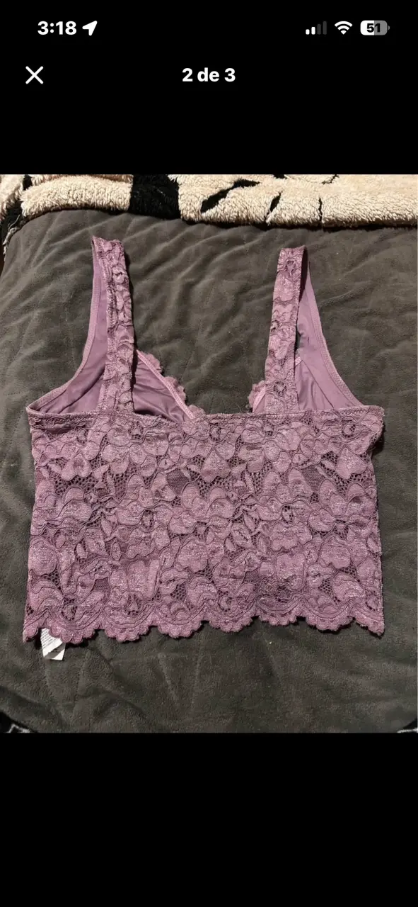 Top de encaje lila talla M - 2