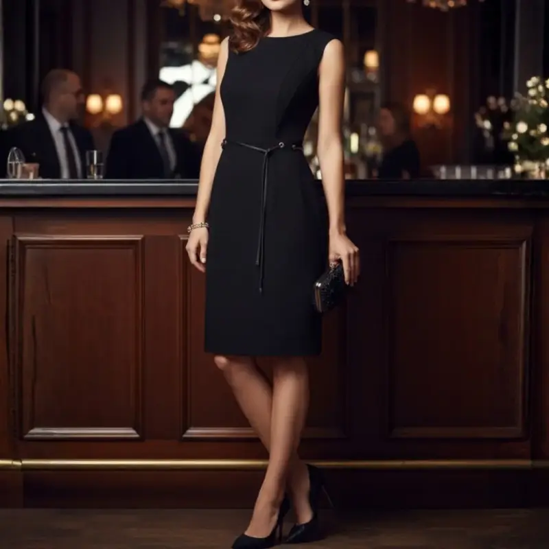 Vestido Elegante Ejecutivo Negro ASH Talla XL - 4
