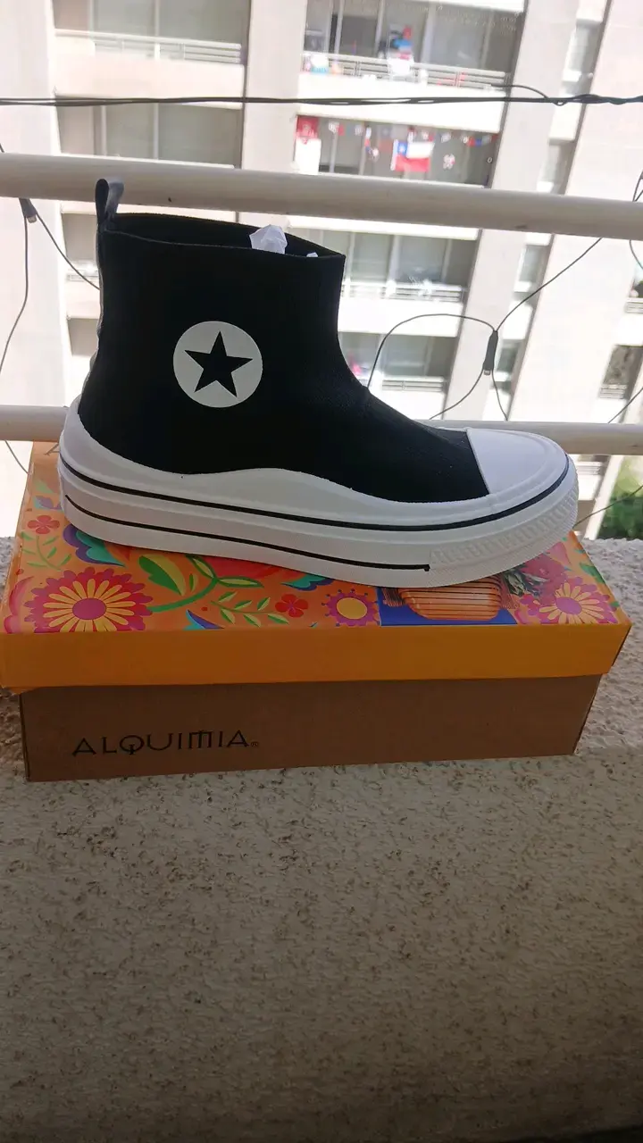 Zapatillas negras de lona con plataforma - 1