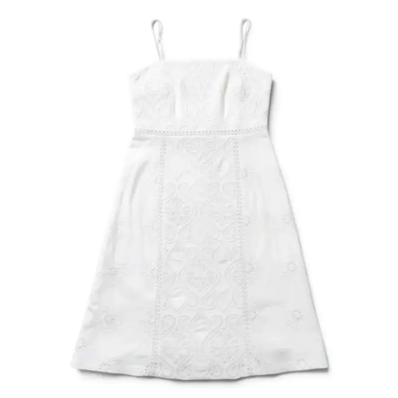 Vestido Corto Blanco Bordado Inglés Nice Talla L - 1