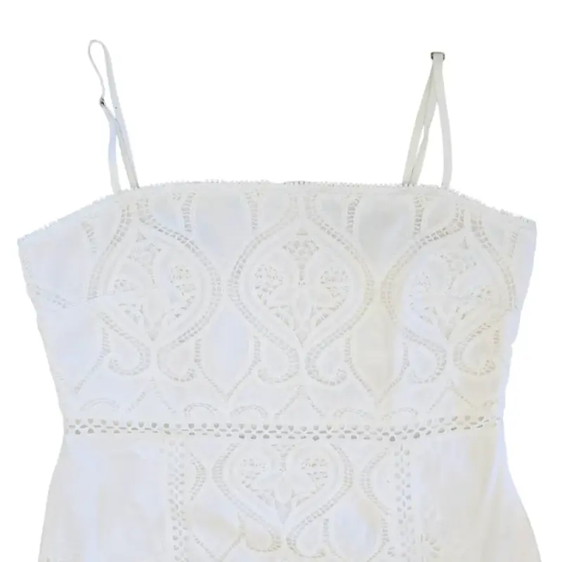Vestido Corto Blanco Bordado Inglés Nice Talla L - 3