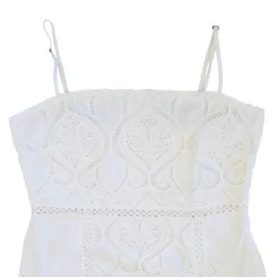 Vestido Corto Blanco Bordado Inglés Nice Talla L - miniatura 3