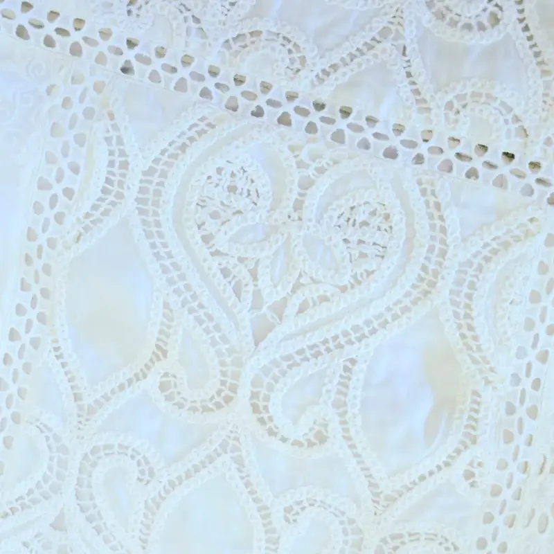 Vestido Corto Blanco Bordado Inglés Nice Talla L - 4