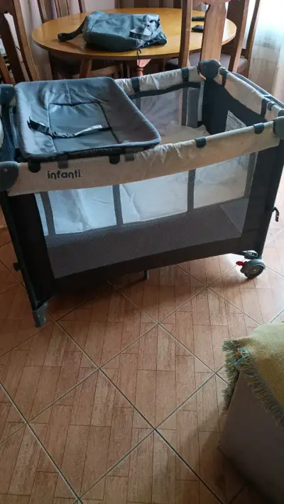 Cuna corral Infanti plegable gris - miniatura 2