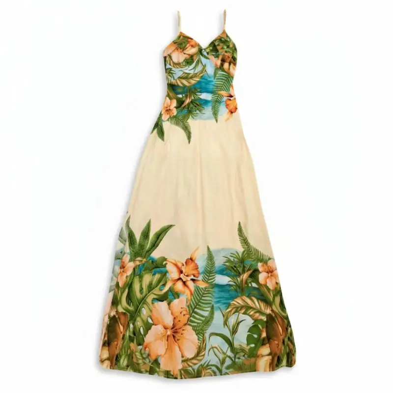 Vestido Maxi Estampado Floral Thais Modas Talla L - 1