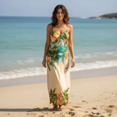 Vestido Maxi Estampado Floral Thais Modas Talla L - miniatura 3