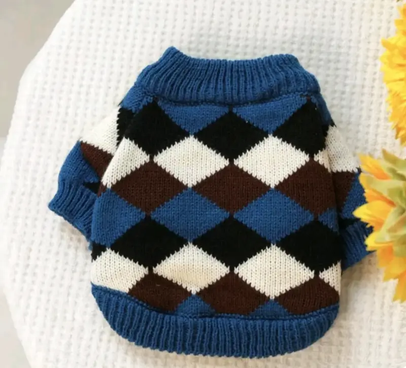 Suéter de lana para perro diseño argyle