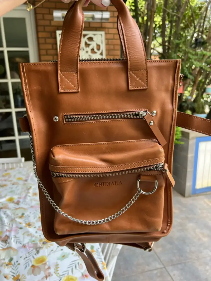 Mochila de cuero marrón con cadena Chukara - 2