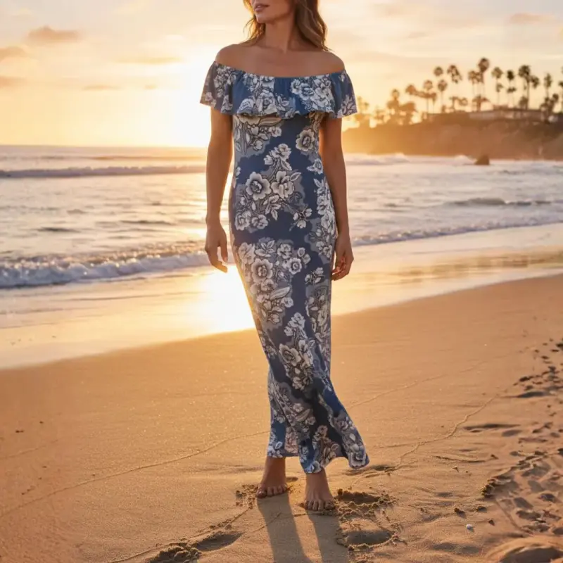 Vestido Maxi Floral B Famous #USA Talla M - 3