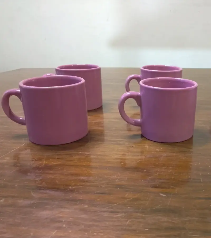 Set de 4 tazas de cerámica color rosa - 2