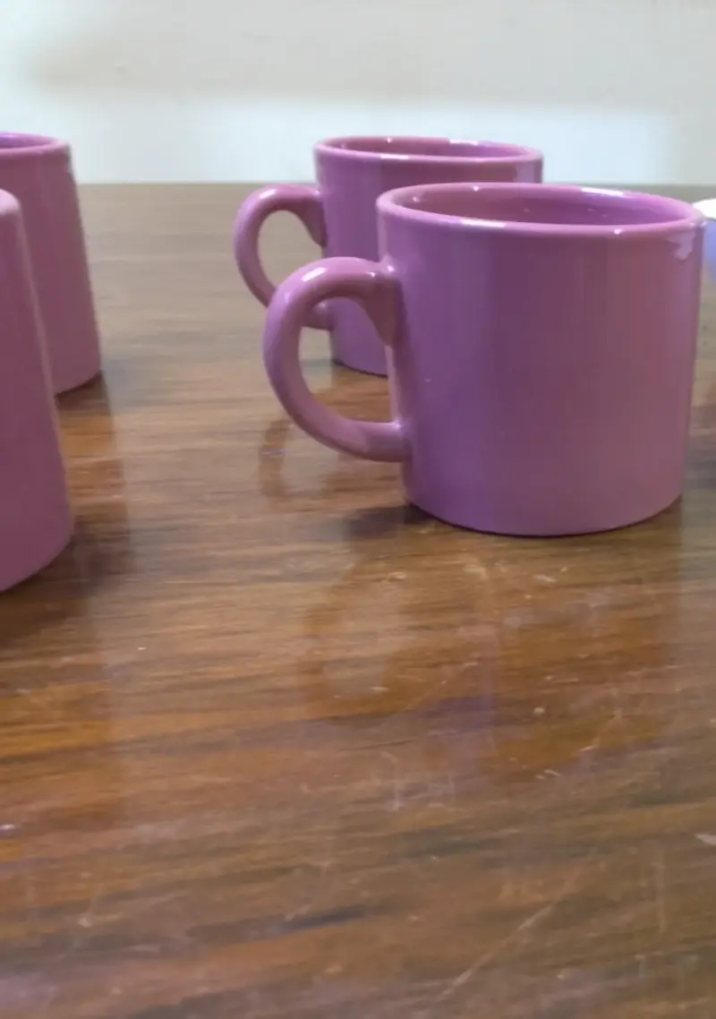 Set de 4 tazas de cerámica color rosa - 3