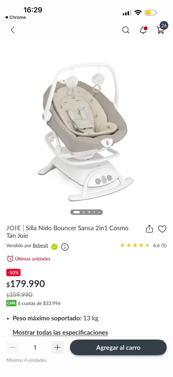 Columpio para bebé Joie con diseño de estrellas - 6