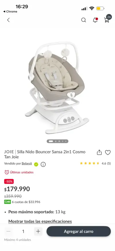 Columpio para bebé Joie con diseño de estrellas - miniatura 6