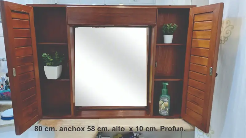 Espejo de madera con puertas estilo rústico - 2