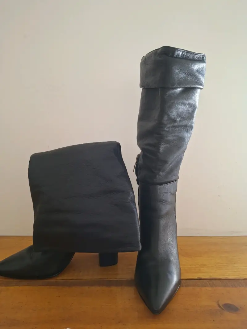 Botas de cuero negras altas para mujer - 2