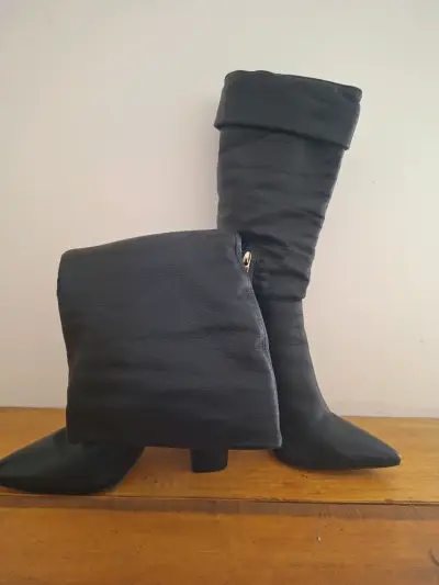 Botas de cuero negras altas para mujer - miniatura 3