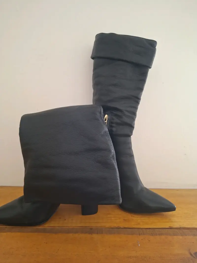 Botas de cuero negras altas para mujer - 4