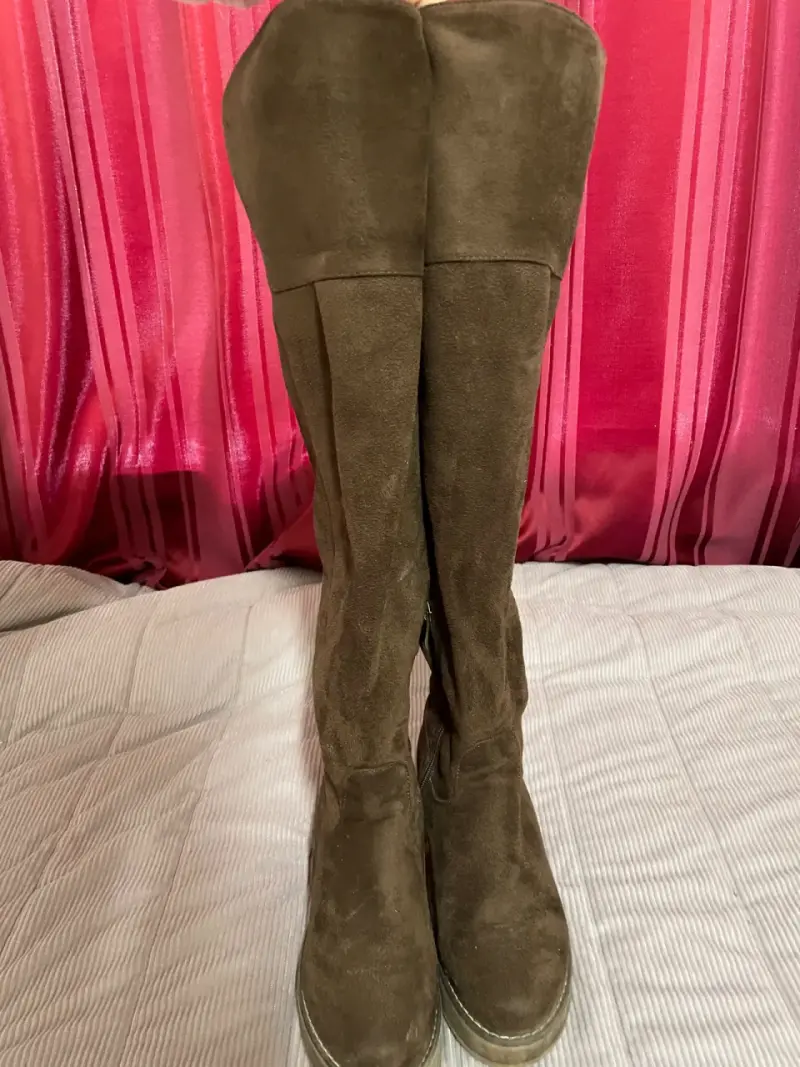 Botas altas de gamuza marrón para mujer talla 35 - 2