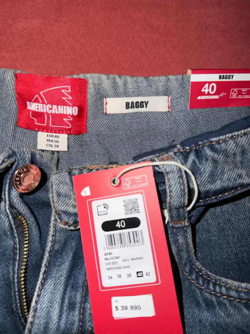 Jeans Baggy Azul Americano Talla 40 - 2