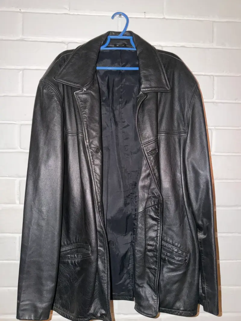 Chaqueta de cuero negra para hombre - 1
