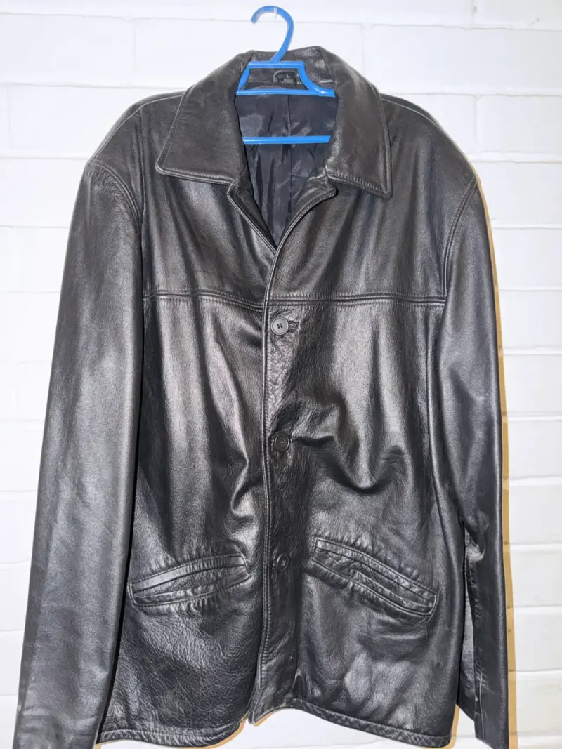 Chaqueta de cuero negra para hombre - 2