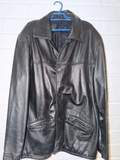 Chaqueta de cuero negra para hombre - miniatura 2