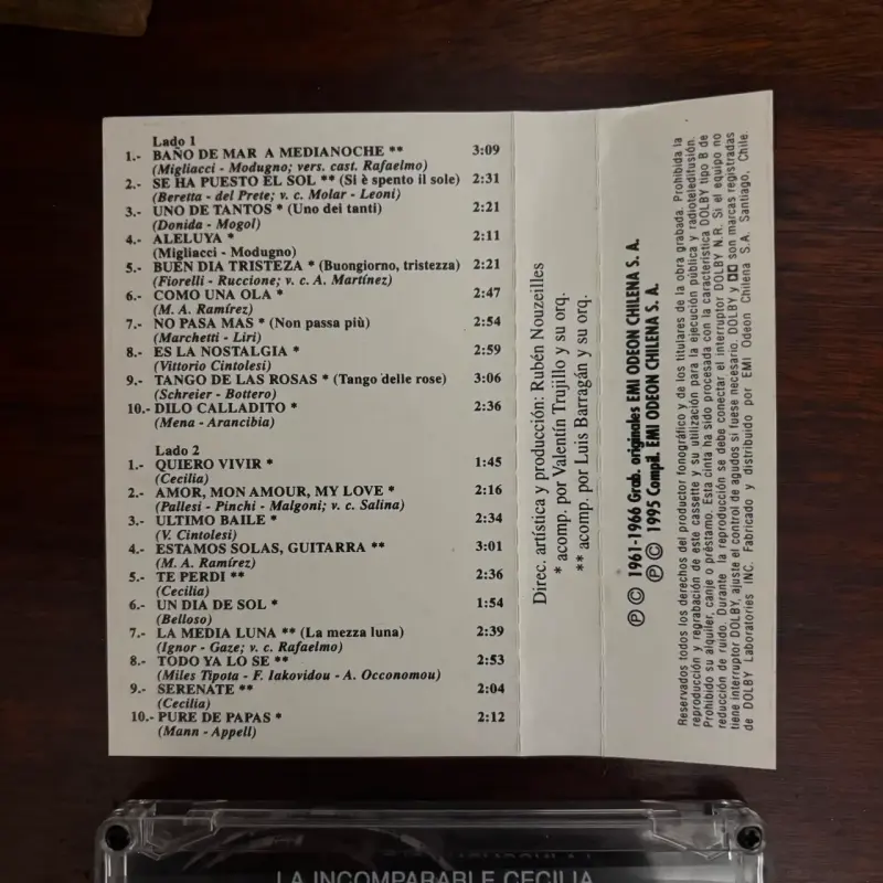 Cassette Cecilia La Incomparable NM 1995 - 6