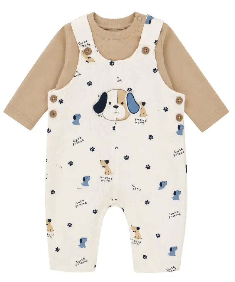 Conjunto de bebé con enterito estampado de perritos - 1