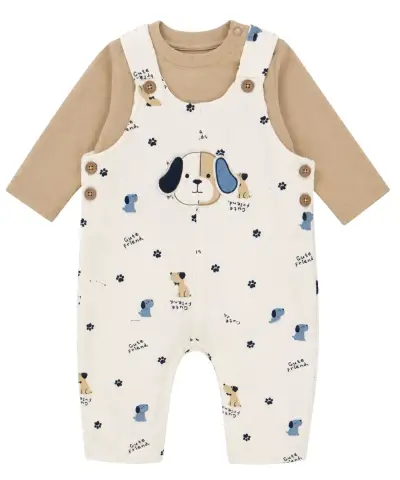 Conjunto de bebé con enterito estampado de perritos - miniatura 1