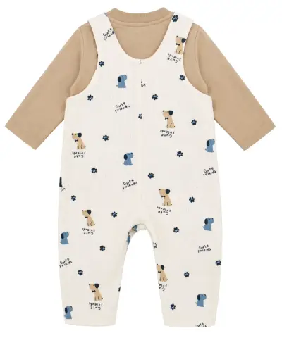 Conjunto de bebé con enterito estampado de perritos - miniatura 2