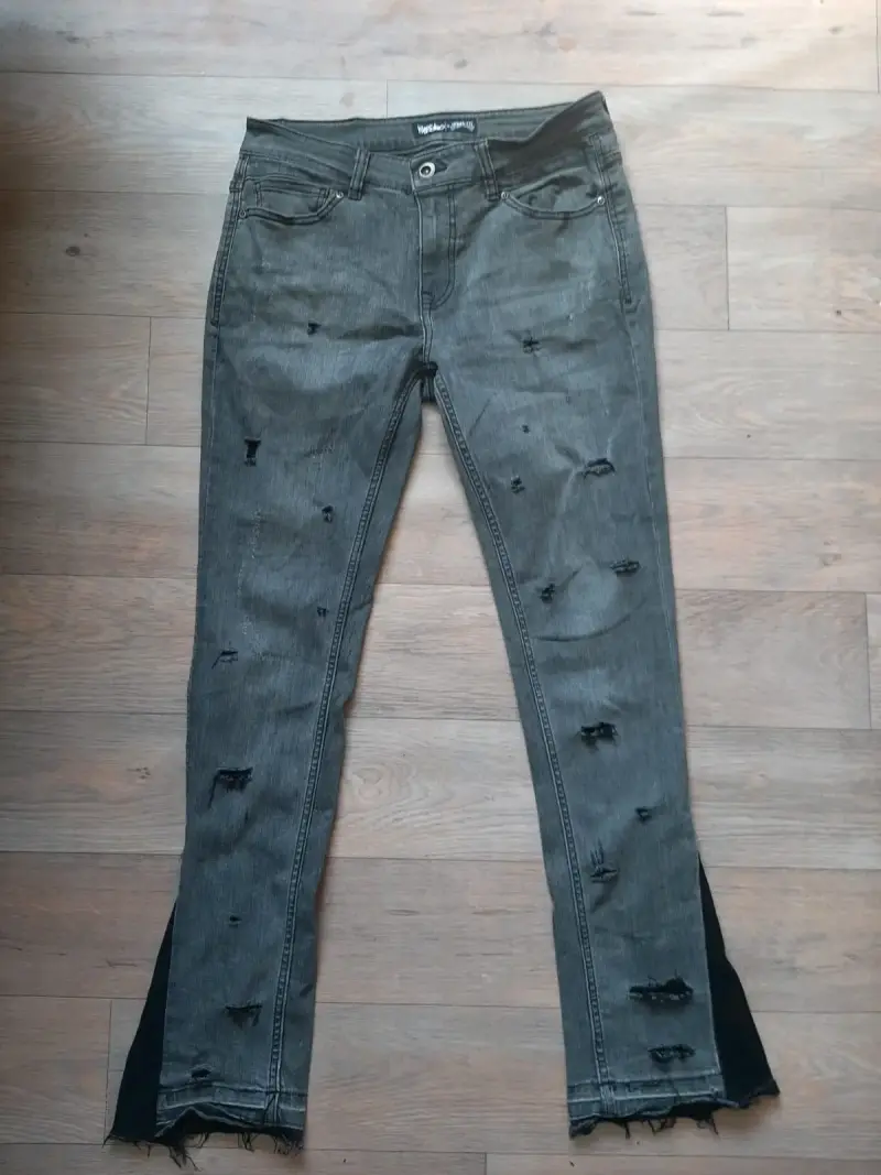 Jeans grises desgastados para hombre - 1