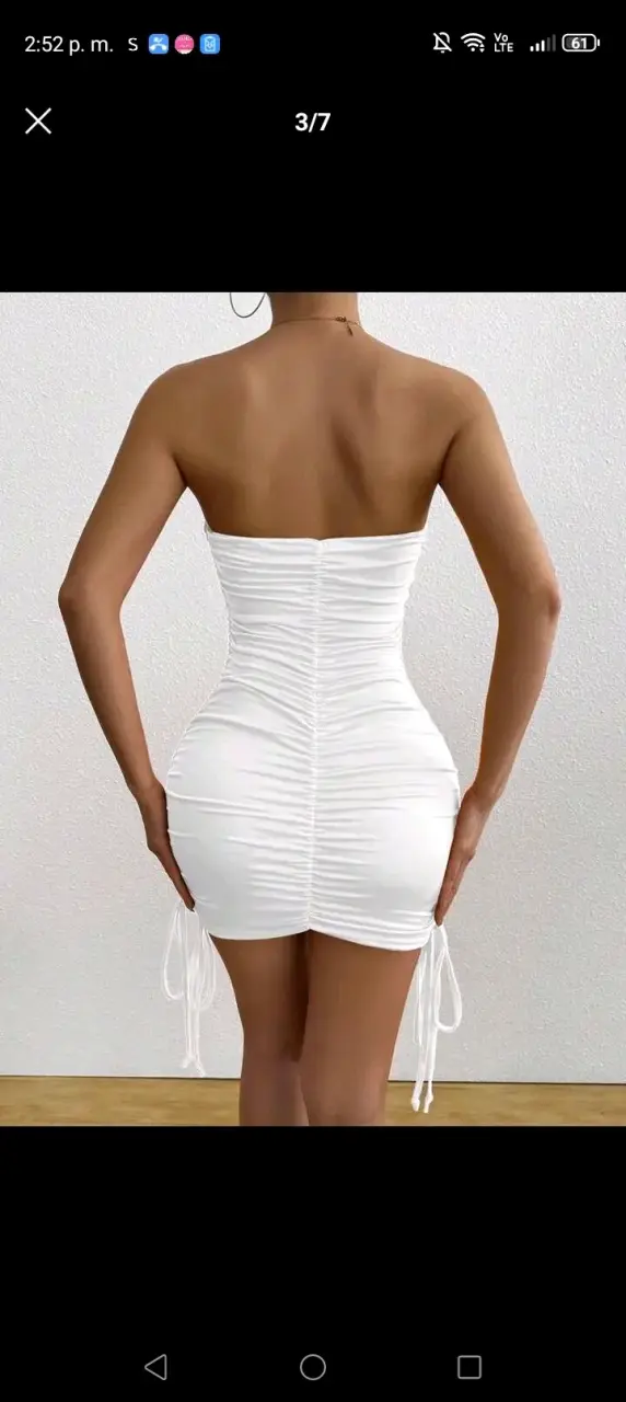 Vestido ajustado blanco sin tirantes - 1