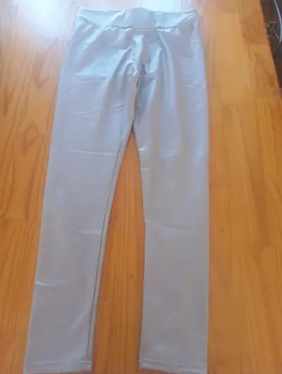 Leggings de cuero sintético negro y beige - miniatura 2